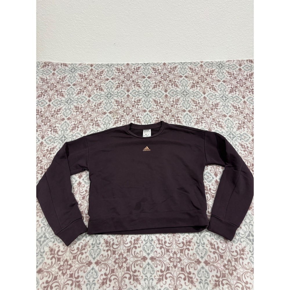 Adidas Womens XS Plum Purple Crewneck Sweatshirt Rose Gold Logo Pullover